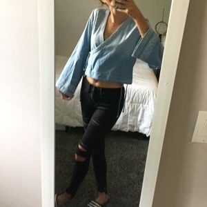 Cloth & stone Demin wrap around boho top
